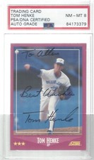 TOM HENKE, 1988 SCORE #57, PSA/DNA NM-MT 8
