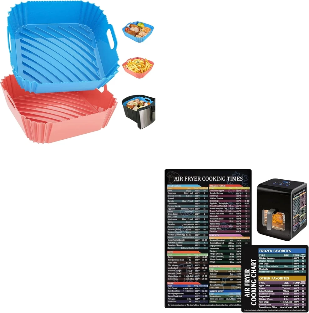 Air Fryer Silicone Liners Square 2 Pack Magnetic Air Fryer Cheat Sheet