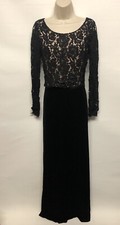 Next Black Lace Velvet Maxi Dress UK 8 £88 Cocktail Xmas Party Occassion Evening