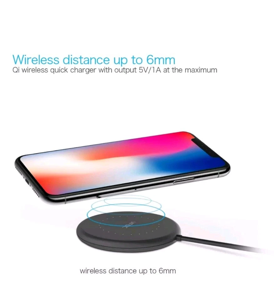 Cargador delgado inalámbrico rápido Vinsic Qi para iPhone X XR XS 8 7 / Samsung S20 S10 S9 Foto 3 de 4
