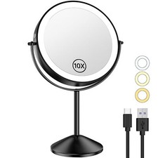 Gospire 8 Inch Lighted Makeup Mirror 3 Color Lights  Stepless Dimming LED Va...