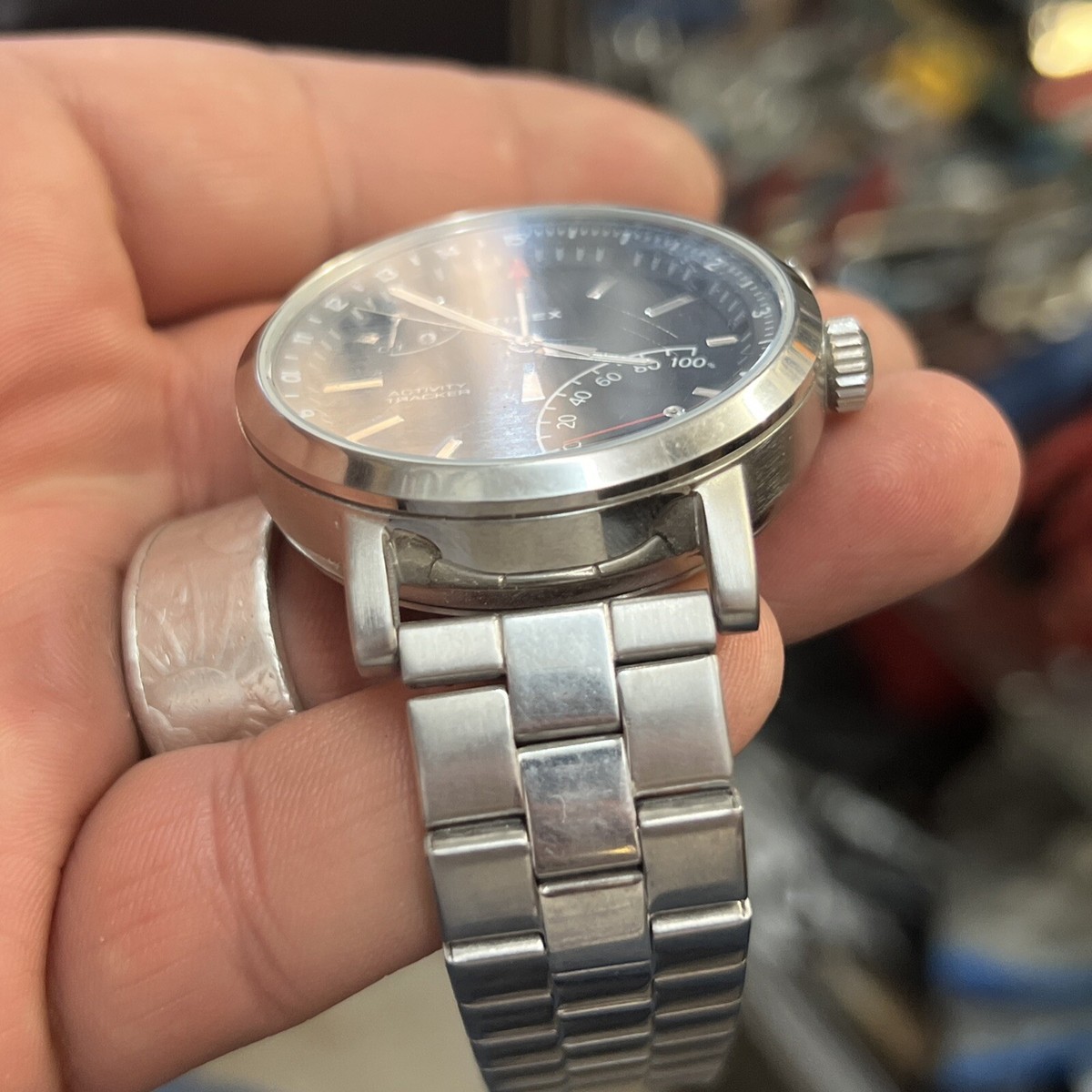 Timex M372 N Activity Tracker Bluetooth Indiglo WR 50M Stainless 