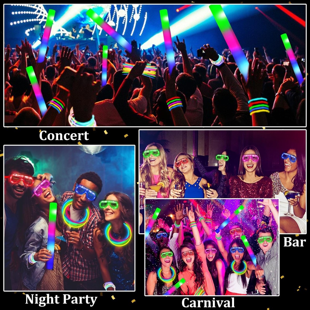 148-Piece Glow Party Kit – Foam Glow Sticks, LED Glasses, Finger Lights & Bracelets For Events
