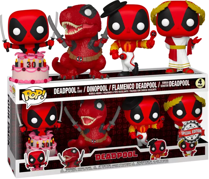 Deadpool - 30th Anniversary US Exclusive Pop! Vinyl 4-pack [RS]-FUN58864- FUNKO