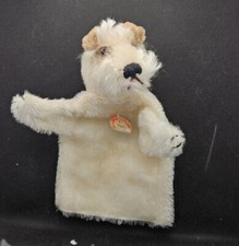 STEIFF Foxy Dog Hand Puppet 1950s German Mohair Vintage Fox Terri Plush Toy