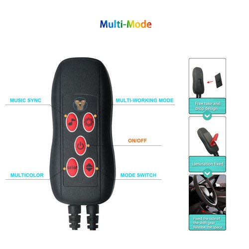Tira de cables EL luz atmosférica control remoto A 4M RGB LED interior de automóvil fibra óptica neón - Imagen 5 de 18