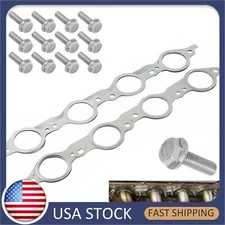 Pair Exhaust Manifold Header Gasket W Bolts For LS MLS LS1 4.8 5.3 5.7 6.0 6.2l6