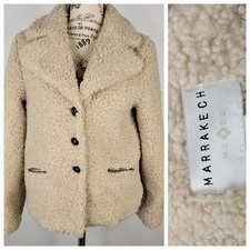 Marrakech Anthropologie Sz 2xs Sherpa Teddy Jacket Semi Crop Oversized Ivory