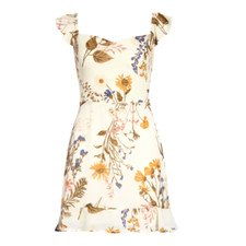 REFORMATION Binx Wildflower Spring Floral Print Sweetheart Ruffle Mini-Dress 10