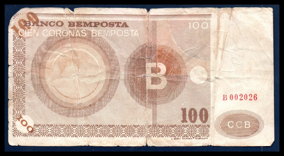 Bemposta ( Portugal ) VG Note 100 Coronas 1958 (Rare) Very Good "Private Issue" - Image 2 of 2