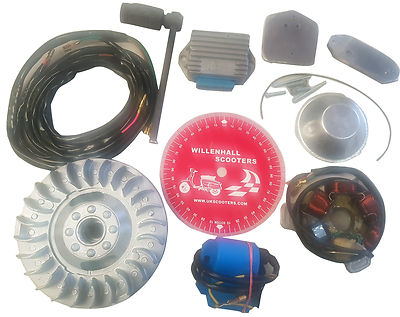 LAMBRETTA 12V ELEKTRONISCHER ZÜNDSATZ LI, SX, TV NEU K2 STATOR SIL LOOM EXTRA
