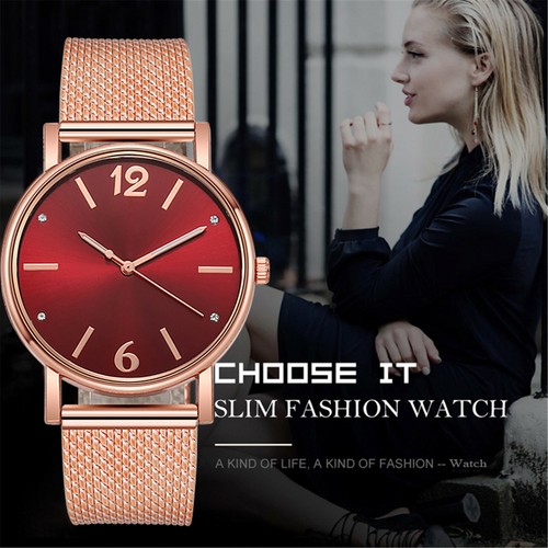 Ladies Women's Quartz Watch Diamond Dial Mesh Alloy Strap Simple Fashion Watch