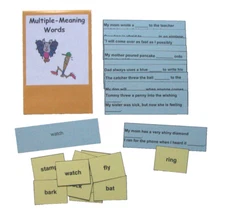Teacher Made Literacy Center Learning Resource Game Multiple-Meaning Word Strips