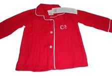 Infants Red & White Long Sleeve Button-Up Pajama Shirt by Mudpie size S (12-18M)