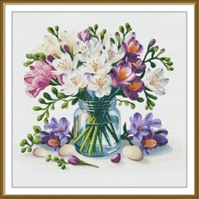Counted Cross Stitch Kit DIY unprinted canvas BOUQUET flowers embroidery Aida 16