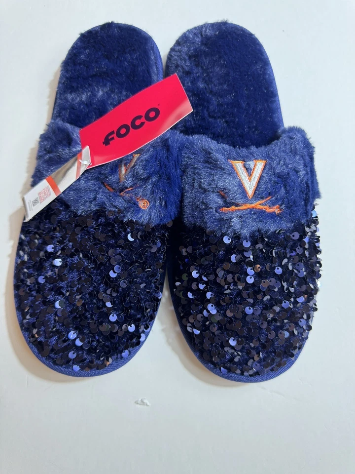 Zapatillas de lentejuelas FOCO Virginia Cavaliers NCAA para mujer XL (11-12) azul marino con logotipo del equipo Foto 2 de 4
