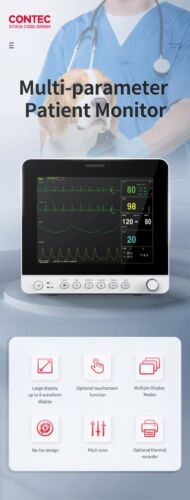 Veterinary Vital Signs Patient Monitor Portable VET ICU Cardiac Machine Dog Cat - Picture 2 of 14