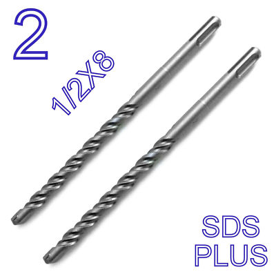 2 pc Set of SDS PLUS 1/2'' diameter 8'' long Carbide tip Hammer drill bit S