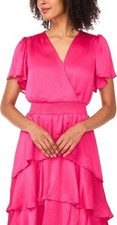 Vince Camuto Flutter‑Sleeve Tiered Midi Dress –Pink– Size M – NWT – $129