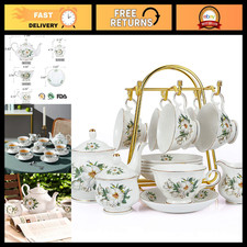 Elegant 22-Piece Porcelain Tea Cup Set - Ceramic Coffee  Tea Service Set