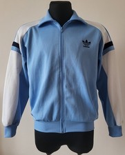 Vintage 80s 90s Adidas Track Jacket Blue White Trefoil Logo Size M