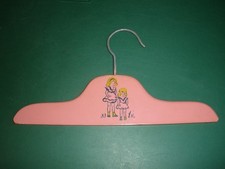 Vintage Pink Wooden Children s Clothes Hanger With Little Girls Design SU27A