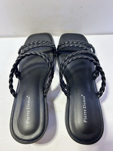 Sandalias Pierre Dumas Verano-1 Para Mujer Negras Correas Trenzadas Talla 8.5M NUEVAS - Imagen 5 de 12
