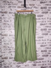 Abercrombie  Fitch Curve Love Wide Leg Pants Size 18 Green Linen Gauzy Comfy