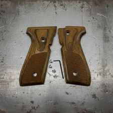 Tactical Beretta 92FS/96 Full Size Wood Grips Checkered EDC Combat Duty