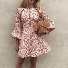 Zimmermann Goldie Scallop Dress Size 2 / AU 12 / US 8 Mini Floral Cut Out