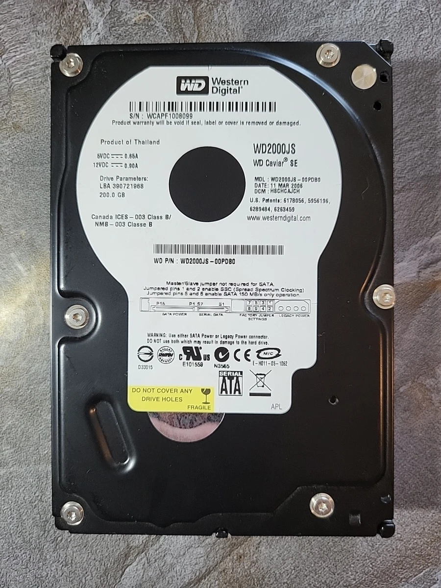 Western Digital Internal Hard Disk Drives 200 GB Storage Capacity