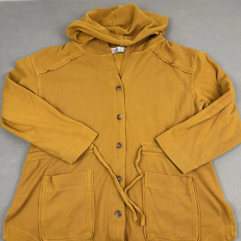 Suéter de playa Free People FP para mujer XS amarillo con capucha botón cárdigan bolsillos Foto 2 de 4