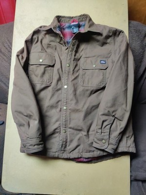 Dickies Jacket Large Brown Canvas Snap Closure Quilted Lining
