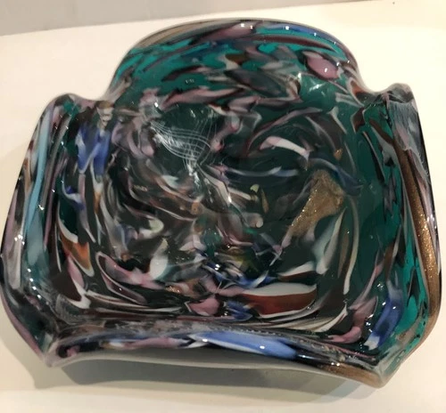 Vintage Murano “Tutti Frutti” Glass MCM Candy Dish/Bowl/Ashtray 6.5"