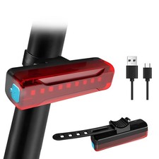 USB Rechargeable LED Bike Tail Light Bicycle Safety Cycling Warning Rear Lamp