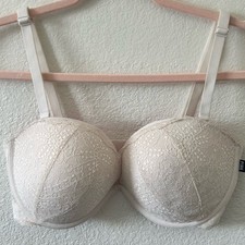PINK Victoria's Secret VS Cream Date Plunge Night Lace Push Up Bra - 34DD