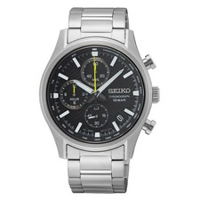 SEIKO SSB419P1 MEN'S CHRONOGRAPH WATCH – BLACK DIAL, STAINLESS STEEL BRACELET