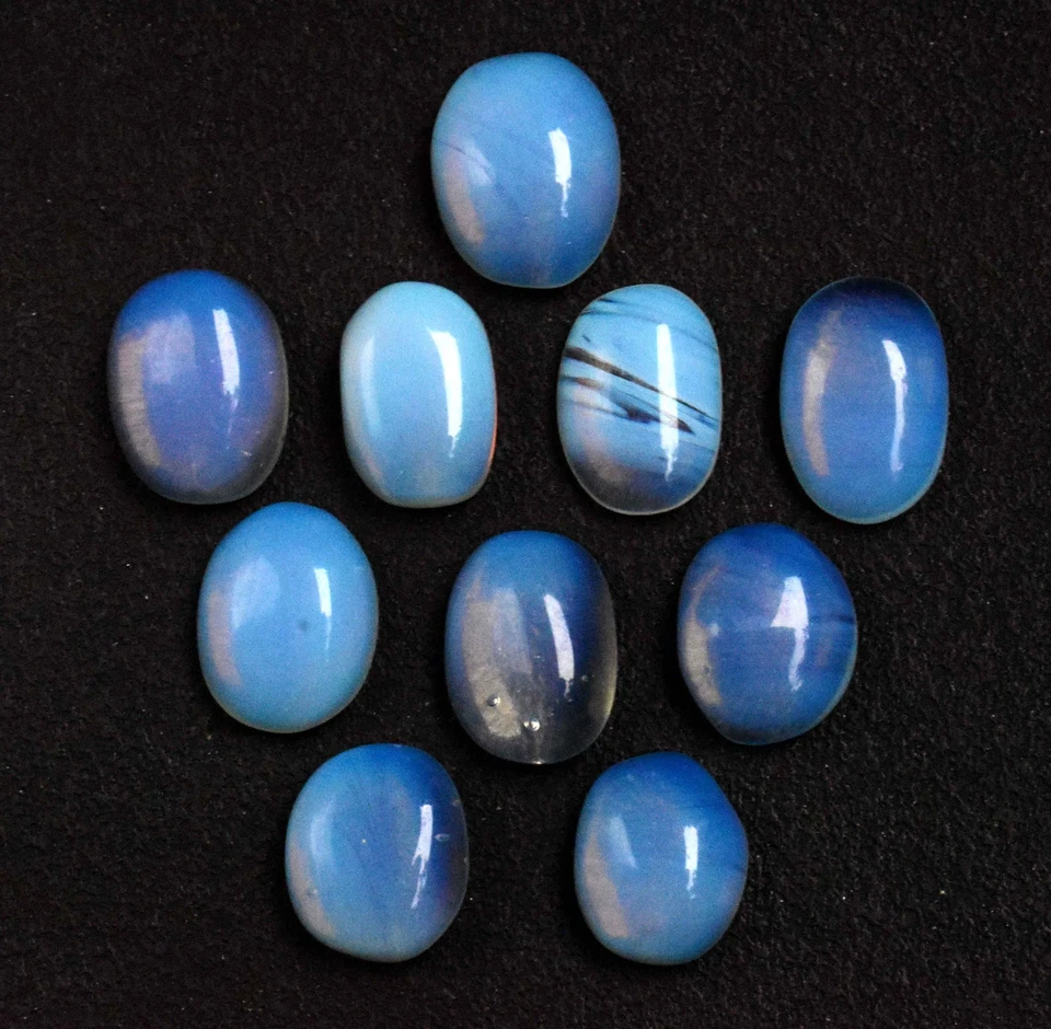 8 To 10 Cts Each Australian Blue Opal Oval Cab Certified 50 Pcs Gemstone Lot - Image 4 of 4