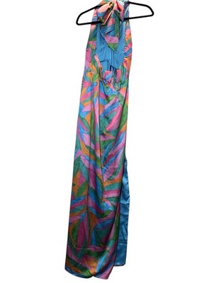 Show Me Your Mumu Maxi Dress Size M Multicolor Halter Top Flowy Boho Vacation