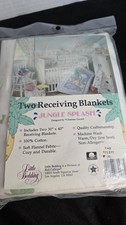 Vintage Flannel Cotton Baby Blankets Jungle Splash Animal Elephant Giraffe