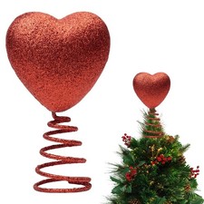 Mini Glitter Heart Valentines Tree Topper Holiday Home Decoration Red 5 Inch