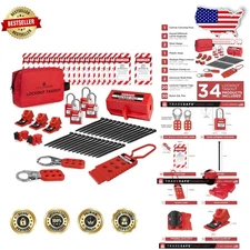 Industrial OSHA LOTO Kit - Electric Lockout Tagout Set, Portable, Weather-Res...