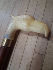 Vintage Walking Cane With Molded Eagle-Head Handle 35" 