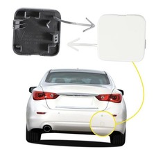 Car Rear Bumper Tow Hook Cover Compatible with White Right Passenger Side