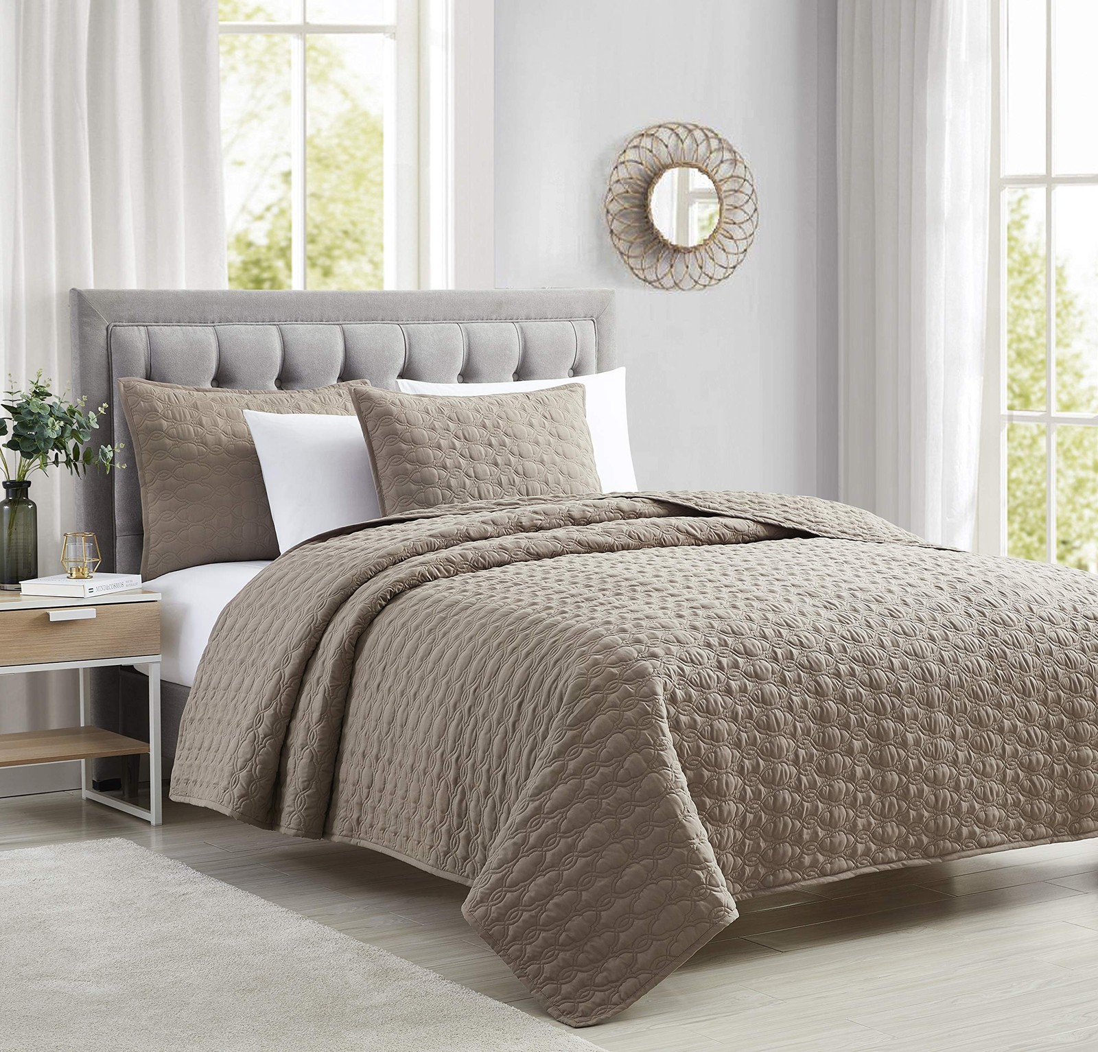 BOURINA Quilt Set Coverlet Set Quilting Bedspread 3-Piece Qu