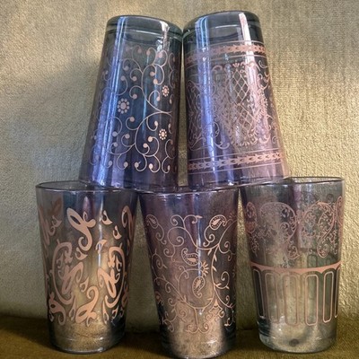 BOHO CHIC BARWARE Vintage Set of 5 Lazer International Cocktail Glasses 200ml