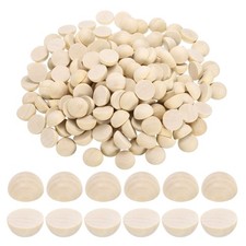 25mm Half Wood Beads, 250 Pack Unfinished Natural Wooden Beads Round Split Wood