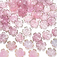 50Pcs Cherry Blossom Acrylic Flower Beads, Mini Floral Spacer Beads for Jewelry
