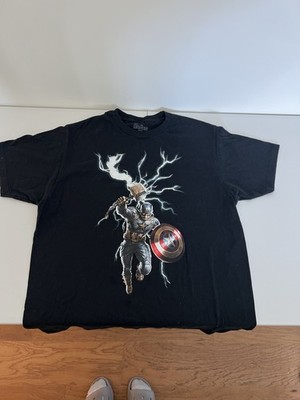 Marvel Avengers Endgame Tshirt Mens Sz L Captain America Thor Hammer Graphic