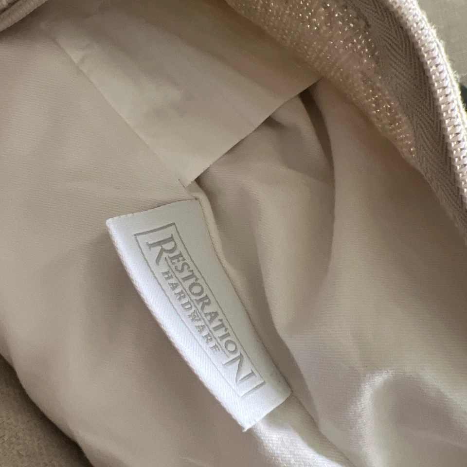 Restoration Hardware French Linen Grain Sack Pillow Cover Paris w/Feather Insert - Image 3 of 4